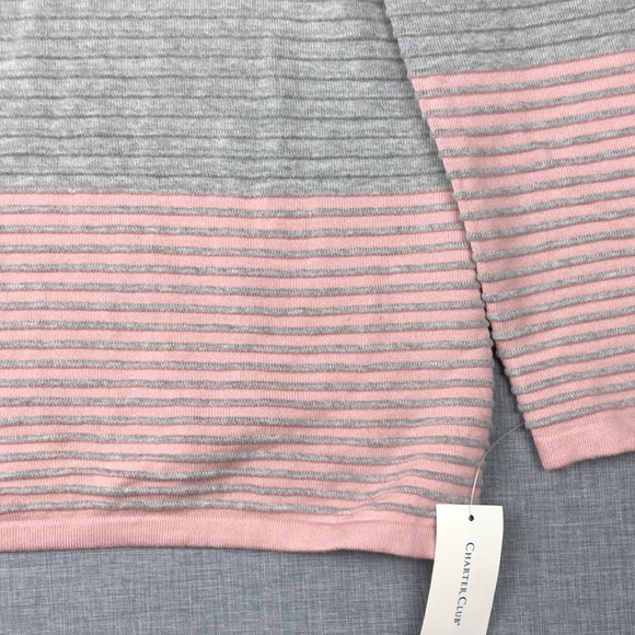 Charter Club Gray & Pink Colorblock Sweater Large - Picture 4 of 5